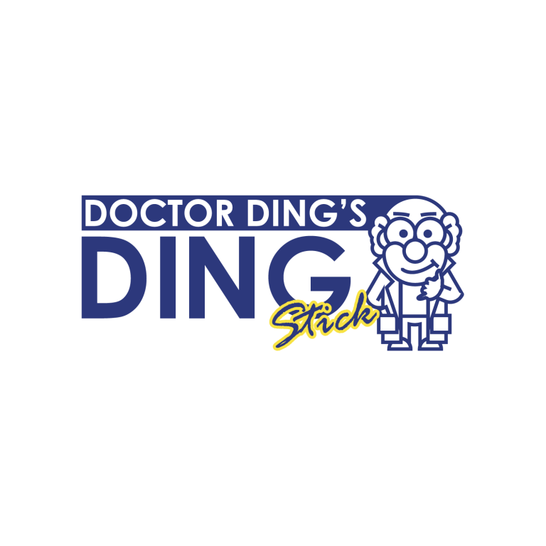 Logo of Doctor Ding's Ding Stick featuring a cartoon character with glasses and a smile.